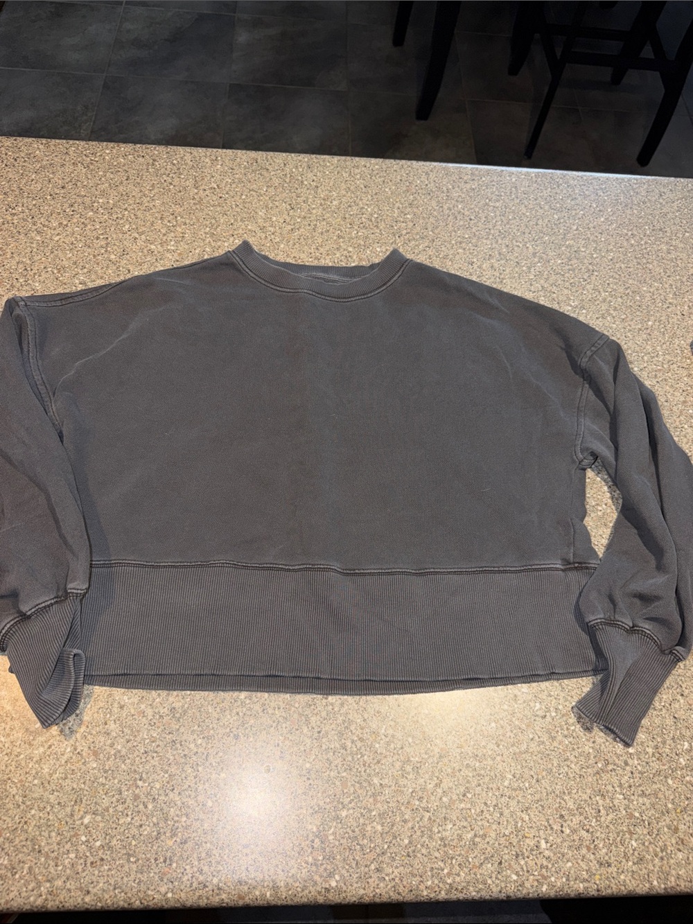 aerie Washed Charcoal Cropped Crewneck Sweatshirt